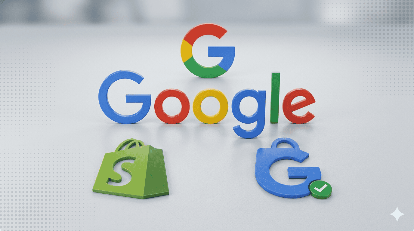 Google logo with shopify and google merchant logos